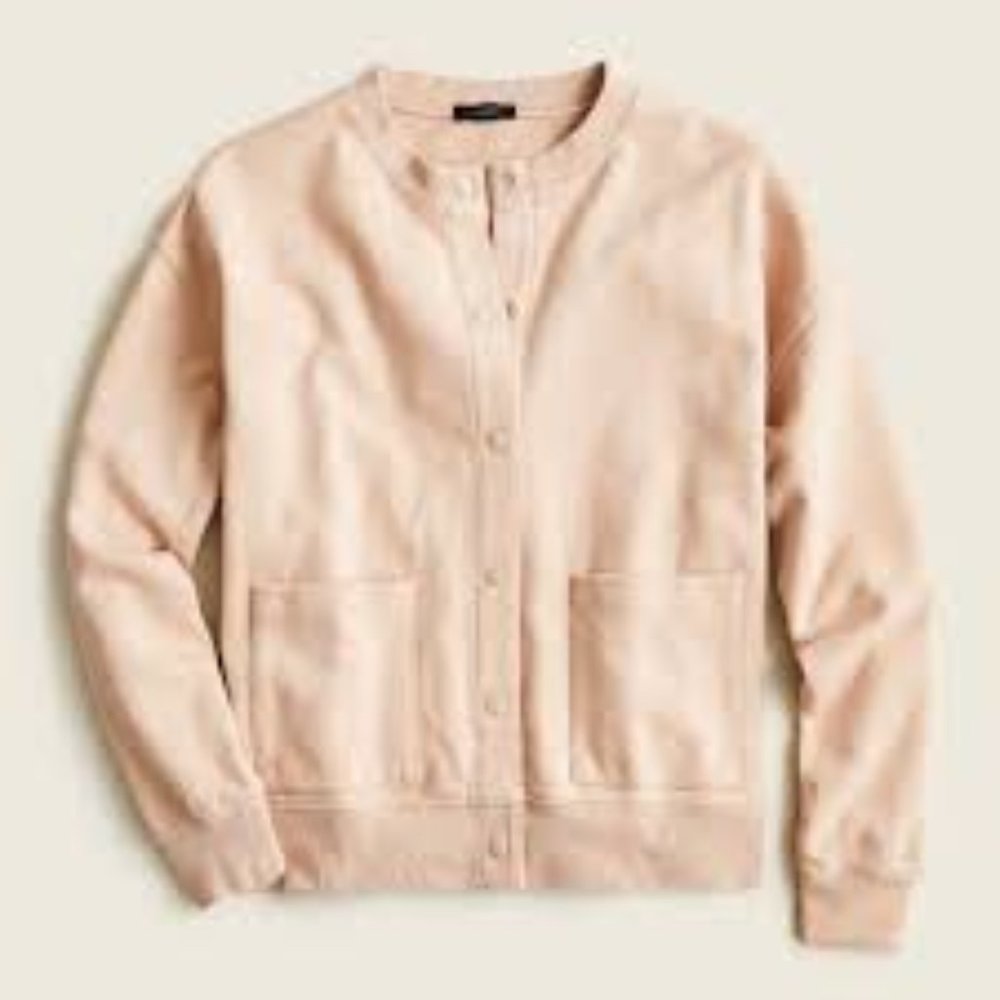 NWT J. Crew University terry snap-front cardigan sweater Size EXTRA Small
